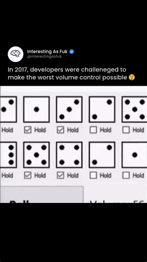 Interesting as Fuk on Instagram: "This hilarious throwback revisits the legendary 2017 Reddit "Worst Volume Control" challenge, a creative contest where bored developers competed to design the most frustrating, impractical, and absurd volume sliders imaginable. What started as a simple joke on r/ProgrammerHumor exploded into a viral phenomenon, with submissions ranging from a slider you had to "pump" like a bike tire to a volume knob controlled by the roll of digital dice.​ The contest quickly b