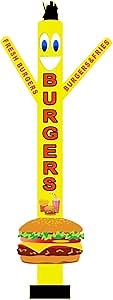 18ft Advertising Fresh Burgers Air Inflatable Dancer with Delicious Fries, Coldrink & Burger Image Wacky Waving Tubeman Puppet for Fast Food Business Growth & Marketing (Without Blower)