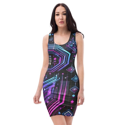 Rave Dress, Techwear – Futuristic Cyberpunk Festival Bodycon, EDM, Clubwear, Glitchcore Fashion and Gamer Girls - Etsy UK