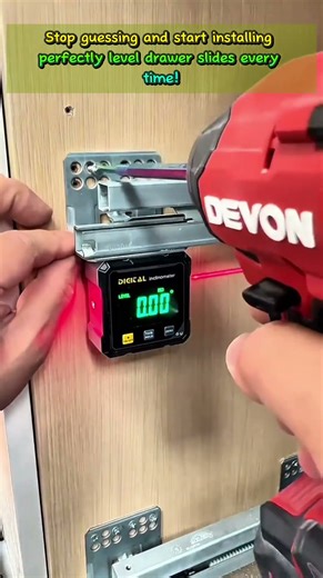 Pro Tip! Installing Drawer Slides Flawlessly with a Digital Inclinometer & Laser #shortsfeed