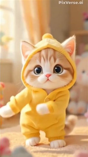 😻💛 Dancing Cat in Yellow Outfit 🐾 | Cutest Video of the Day 🐱✨