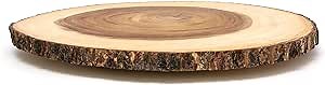 Lipper International Acacia Wood Large Slab Lazy Susan with Bark Rim
