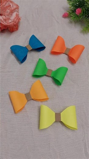🎀 DIY Cute Little Paper Bows | Easy & Colorful Craft Idea 🩷 #bow #cutepaperbow #diy #papercraft