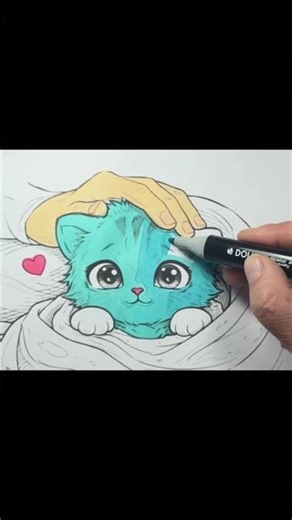 Cute Kitten Wrapped in Blanket | Coloring – Satisfy Color