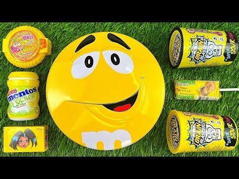Satisfying Video | Unpacking 1 Rainbow M&M'S Containers with Color Candy ASMR Yellow