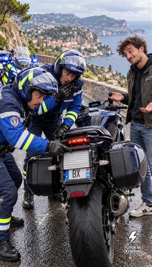Contrôle de gendarmerie… et les motards découvrent un système qui cache la plaque 😳🏍️ Le volet descend, la plaque disparaît… puis le motard leur sort tranquillement : « Bah quoi ? C’est discret… » 😂 Vidéo humoristique – personnages fictifs générés par IA – pas pour enfants. Le regard des gendarmes quand le mécanisme se déclenche vaut tout 😭 #moto #gendarmerie #controle #motard #humour