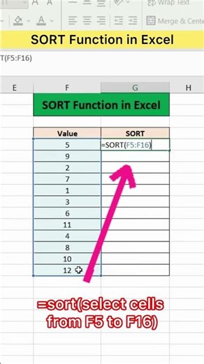 SORT Function in Excel | Advanced Excel Formula #excel #exceltutorial #exceltips