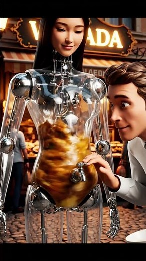 She Has SOUP Inside Her Body?! 🤖 Transparent Robot Girl Serves Fresh Soup From Her Belly!