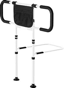 Bed Rails for Elderly Adults Safety - Adjustable Bed Side Rails with Support Leg, Bed Cane with Storage Bag and Motion Sensor Light, Fits Queen, King, Twin, Full, Supports up to 400lbs