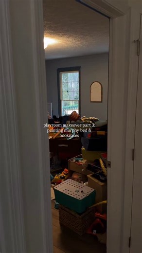 Cheyenne Powers on Instagram: "the end is *not* near but we’re at a stopping point in construction while waiting for the rest to arrive. sooo i spent all day (and about to do more) going through and organizing toys!!! #homeimprovement #roommakeover #playroom home projects diy ikea bookcase painting shelves blue walls and trim in playroom murphy bed setup in guest room mom life mom of two playroom toy storage mom nice motherhood lived in home"