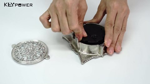 KEYPOWER Small Table Clock Quartz Analog Desk Clock Enamel with Crystal Diamond Decorative Frame,for Home Bedroom Living Room (Crystal)