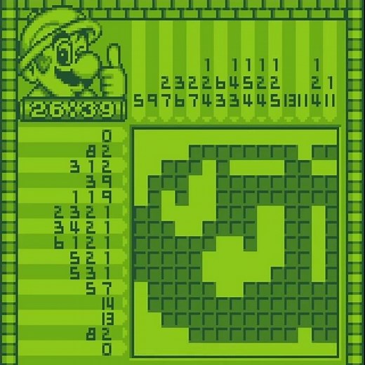 Mario's Picross - (GB) - Kinoko Course - Puzzle 3D #gameboy #nintendo #picross