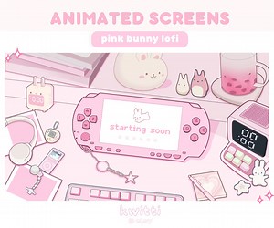 Animated Static Screens Cute Bunny Plush Lofi Desk Pink Stream Overlay Scenes | Retro Pastel Kawaii Y2k Aesthetic | Cozy Starting Brb Ending - Etsy