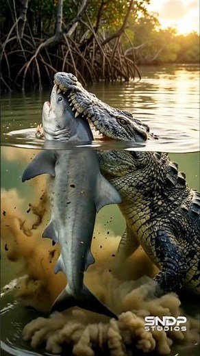 "Giant Crocodile vs Bull Shark Epic Battle at River Mouth | Wildlife Documentary" #CrocodileVsShark