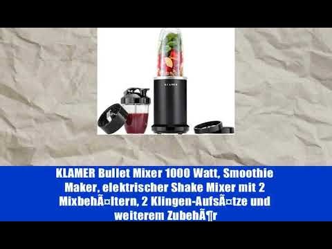 KLAMER Bullet Mixer 1000 Watt, Smoothie Maker, elektrischer Shake Mixer mit 2 MixbehÃ¤ltern, 2