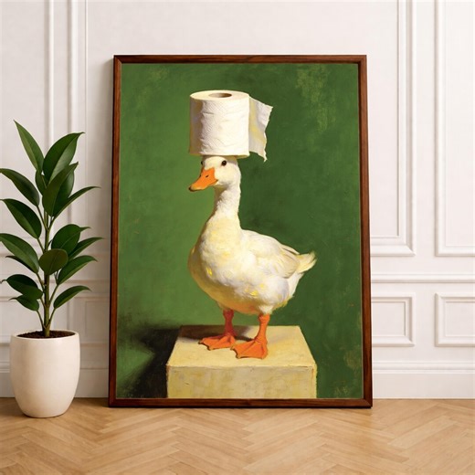 Funny Duck Toilet Paper Wall Art: Humorous Animal Print (300 DPI JPG Digital Download) - Etsy