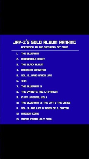 Jay-Z’s Solo Album Ranking according to The Saturday Sit Down #jayz #hiphop #rap #rapper