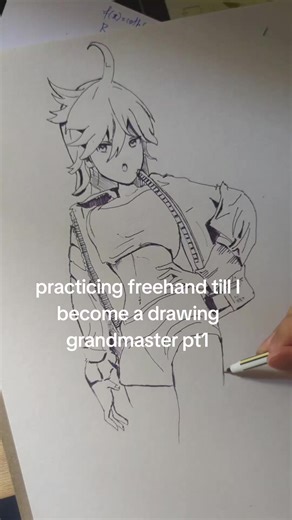 anime practice freehand #freehanddrawing #mangaart #animedrawingtutorial #pendrawing