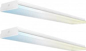 Sunco Garage Lighting, LED Shop Lights for Workshop 4ft, 8 Inch Width Warehouse Industrial Prisma Wraparound, 7200 LM, 60W, Selectable CCT 4000K/5000K/6000K, 120V-277V, Non-Dimmable ETL 2 Pack