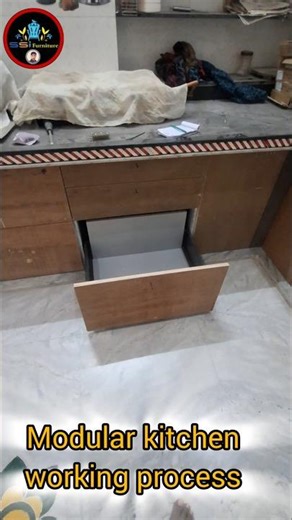 L-type Modular Kitchen 🔥working process #ytshorts #shorts #kitchen