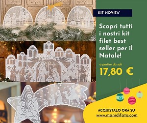 🔔 La scena più magica del Natale rappresentata da questi capolavori di Filet. 🐂 Vi presentimao le Natività più belle di Mani di Fata scelte tra i nostri best seller a filet, realizza e regala un presepe esclusivo.🐑 Acquista il Kit completo per creare un fuoriporta perfetto. Le natività più belle 👉 https://bit.ly/3RISoQg Kit filet per presepe 'Gerusalemme’ 👉 https://bit.ly/3RLnyqh Kit uncinetto filet per presepe 3 elementi 👉 https://bit.ly/3CFpdcJ Kit filet per stella cometa 👉 https://bit.