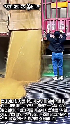7초 안에 끝나는 대용량 곡물 하역, 현장 작업자는 어떻게 대응할까 #worker #process #grain #barn #bulkhandling