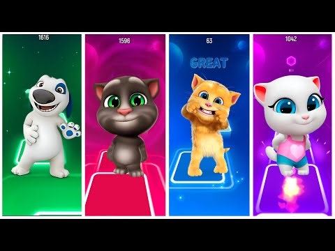 Talking Angela 2 & Talking Tom & Talking Hank & Talking Ginger Coffin Dance Cover in Tiles Hop
