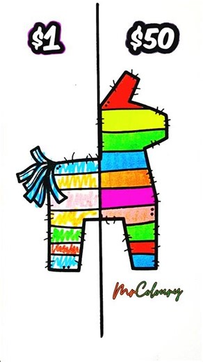 Piñata Drawing Art 🎨 ll $1 Vs $50 ll #shorts #mrcoloury #art #colourful