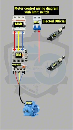 Motor control wiring diagram with limit switch #education #electronic