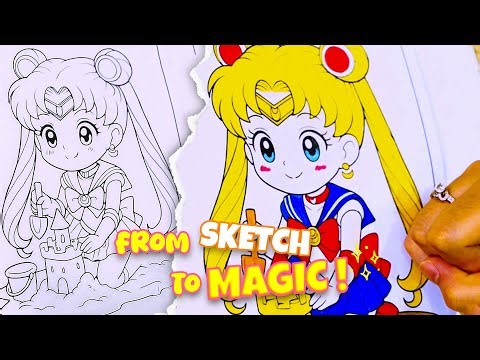 ✨ From Sketch to Magic! | Sailor Moon Coloring Transformation 🎨🌙