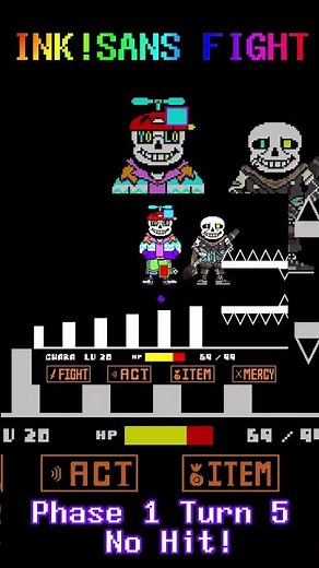 Ink!Sans Fight Phase 1 Turn 5 No Hit!