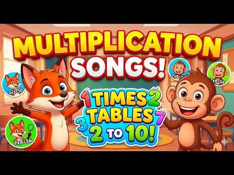 🍎 Fun Multiplication Song: Times Tables 2 to 10 for Kids!