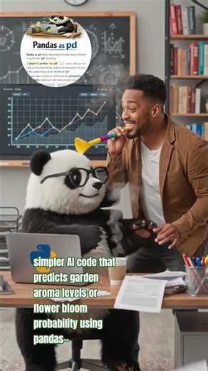 simpler AI code that predicts garden aroma levels or flower bloom probability using pandas— #phython