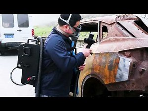 300W backpack laser cleaning machine for rust removal on the car