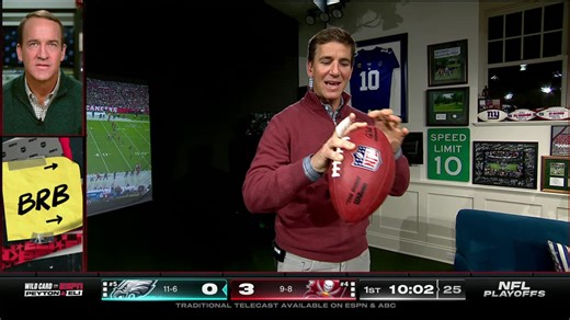 Eli demonstrates how middle finger affects throwing football