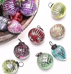 IndianShelf 12 Retro Vintage Unique Large Christmas Ornaments Multi Glass Christmas Balls for Christmas Tree, Halloween, New Year, Valentine Day, Holidays, Event & Wedding Party Decor- 2"