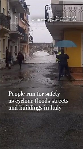 People run for safety as cyclone floods streets and buildings in Italy