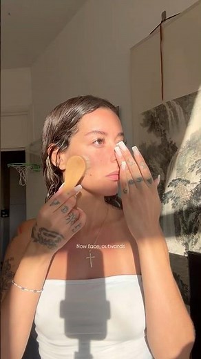 Lymphatic drainage using dry brush, mini facial routine