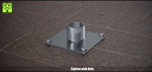 ColourTree 12ft Stainless Steel Pole with Base Plate & Height-Adjustable Mounting Clamp - Easy Installation Sun Shade Sail Pole & Light String Pole, Sign Post, Fence Post - Ideal for Outdoor, Garden