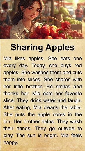 Listen & Read English | Beginner Level | Improve Listening Skills | Sharing Apples