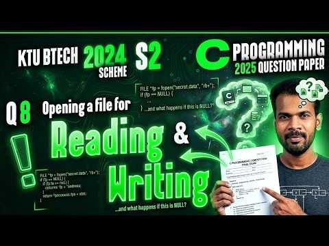 KTU BTech 2024 Scheme S2 GXEST204 | C Programming Q8 | Reading & Writing in C | Previous Questions