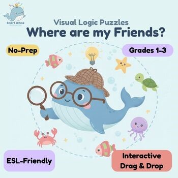 Visual Logic Puzzles: Ocean Friends | Positional Language Activities
