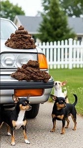 How did these big piles of dog poop get up on the trunk of the car?