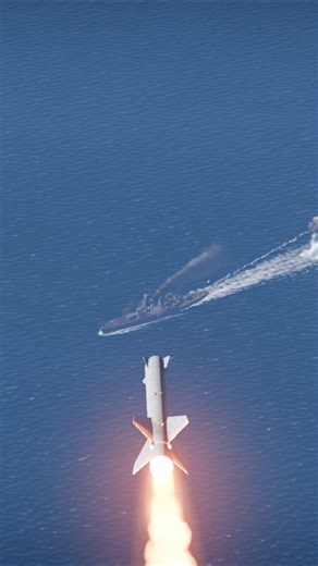 P-270 Moskit missile strike hits Kirov cruiser at sea 💥 #moskit #kirov #navy #missile #sea #hit #sim