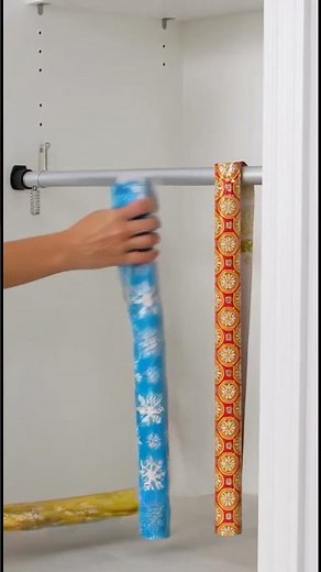 Organize wrapping paper using a tension rod #Shorts