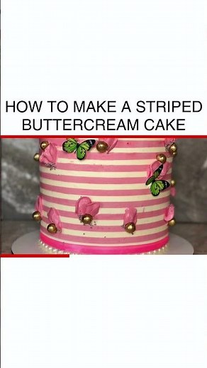 Master the Art of Striped Buttercream Cake #Baking #CakeDecorating #YummyDesserts