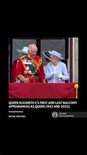 Queen Elizabeth II's first official appearance on the Buckingham Palace balcony as monarch occurred in June 1953 during her coronation celebrations, where she waved to the crowds alongside her family. Her final appearance as queen took place in June 2022 during her Platinum Jubilee celebrations, where she appeared briefly with her heirs, symbolizing the continuity of the monarchy shortly before her death. Credit: BBC | History In Pictures