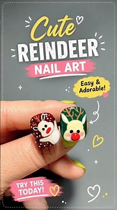 🦌 Cute Reindeer Nail Art Tutorial 💅 Easy Christmas Nails #Shorts