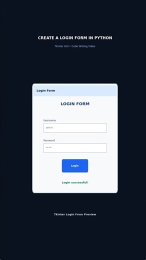 Login Form In Python Using Tkinter Module #shorts #loginform #python #tkinter #module
