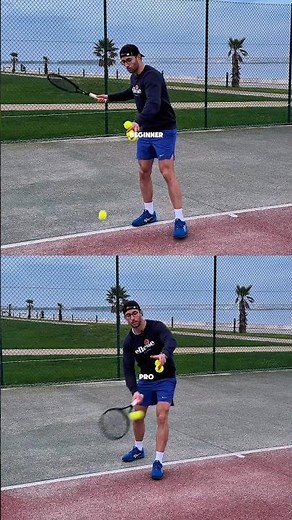 How to Feed a Tennis Ball (Beginner Vs Pro) #tennis #tennisplayer #tennistechnique #tennisshorts